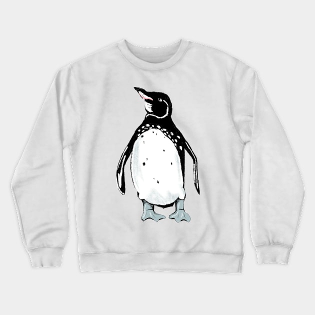 Galápagos Penguin pattern on greenish gray Crewneck Sweatshirt by colorofmagic